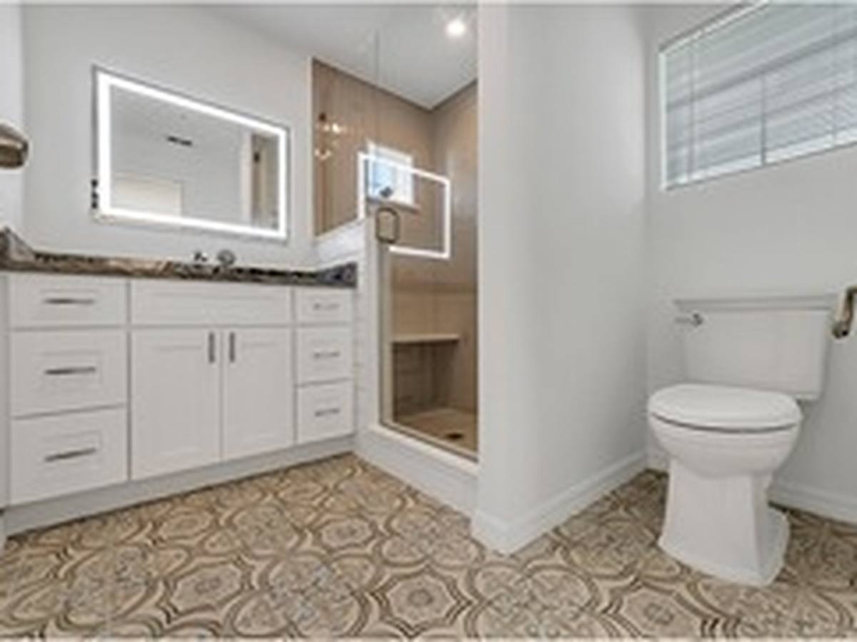 After: Patterned-Tile Bath